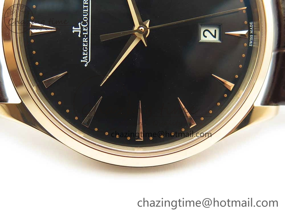 Master Ultra Thin Date 1288420 RG ZF 1:1 Best Edition Black Dial on Brown Leather Strap A899 1