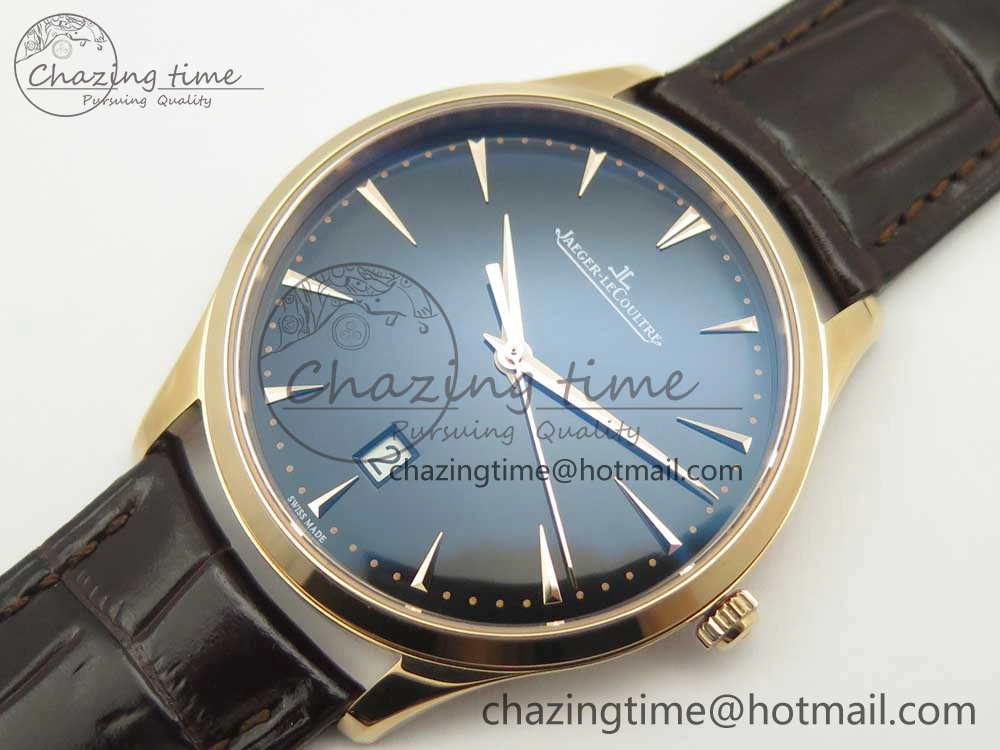 Master Ultra Thin Date 1288420 RG ZF 1:1 Best Edition Black Dial on Brown Leather Strap A899 1