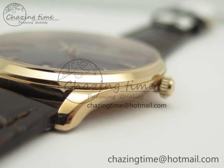 Master Ultra Thin Date 1288420 RG ZF 1:1 Best Edition Black Dial on Brown Leather Strap A899 1