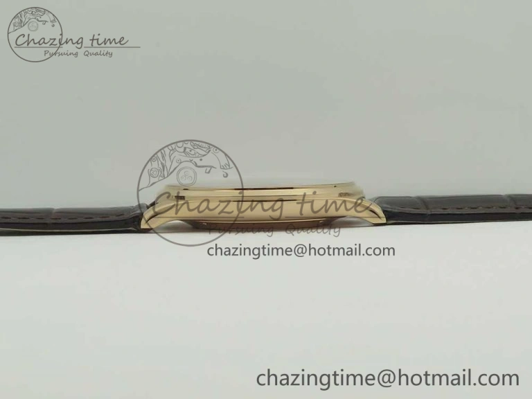 Master Ultra Thin Date 1288420 RG ZF 1:1 Best Edition Black Dial on Brown Leather Strap A899 1