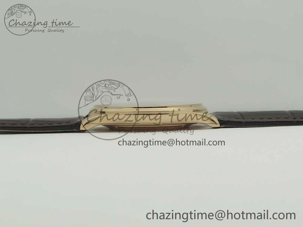Master Ultra Thin Date 1288420 RG ZF 1:1 Best Edition Black Dial on Brown Leather Strap A899 1