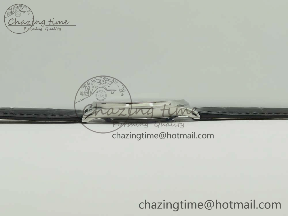 Master Ultra Thin Date 1288420 SS ZF 1:1 Best Edition Black Dial on Black Leather Strap A899 1