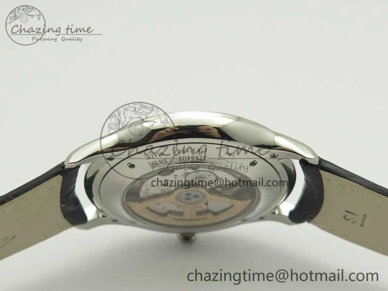 Master Ultra Thin Date 1288420 SS ZF 1:1 Best Edition Black Dial on Black Leather Strap A899 1