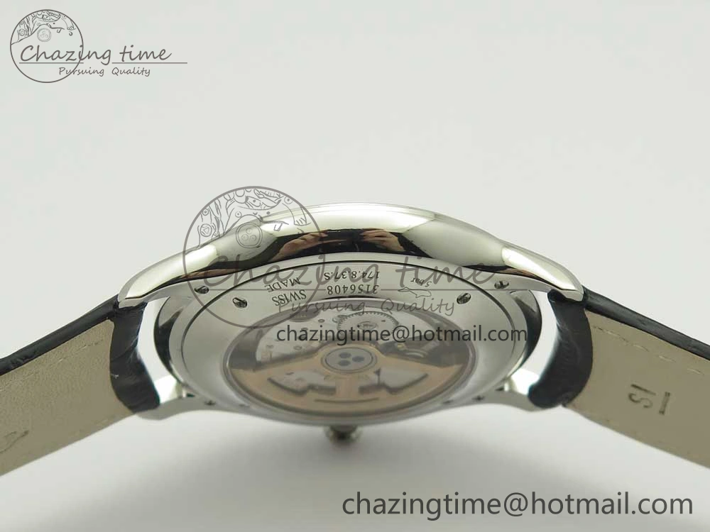 Master Ultra Thin Date 1288420 SS ZF 1:1 Best Edition Black Dial on Black Leather Strap A899 1