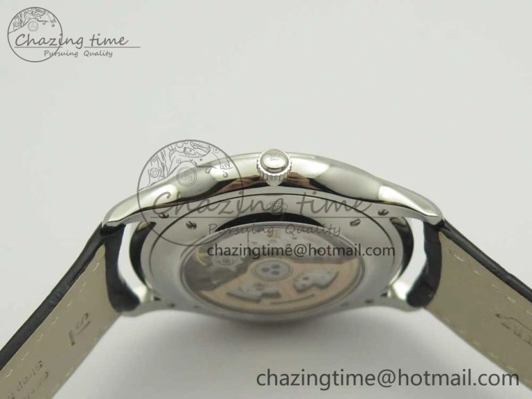 Master Ultra Thin Date 1288420 SS ZF 1:1 Best Edition Black Dial on Black Leather Strap A899 1
