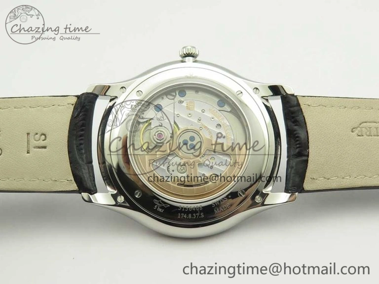 Master Ultra Thin Date 1288420 SS ZF 1:1 Best Edition Black Dial on Black Leather Strap A899 1