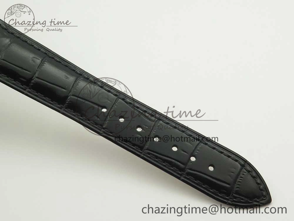 Master Ultra Thin Date 1288420 SS ZF 1:1 Best Edition Black Dial on Black Leather Strap A899 1