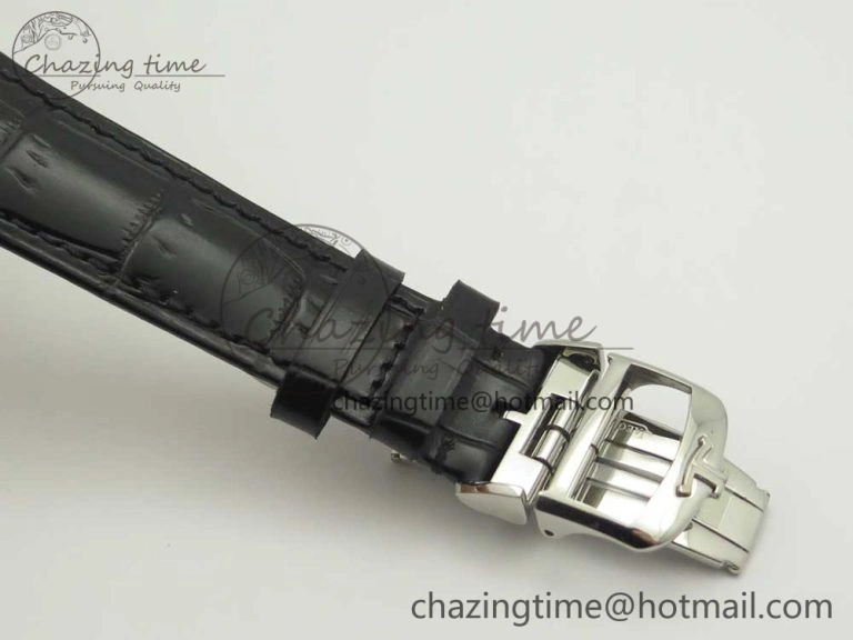 Master Ultra Thin Date 1288420 SS ZF 1:1 Best Edition Black Dial on Black Leather Strap A899 1