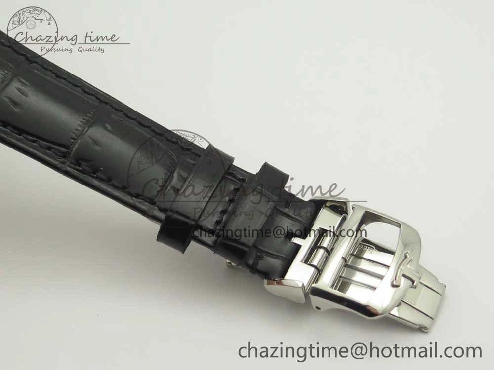 Master Ultra Thin Date 1288420 SS ZF 1:1 Best Edition Black Dial on Black Leather Strap A899 1