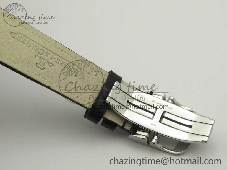 Master Ultra Thin Date 1288420 SS ZF 1:1 Best Edition Black Dial on Black Leather Strap A899 1