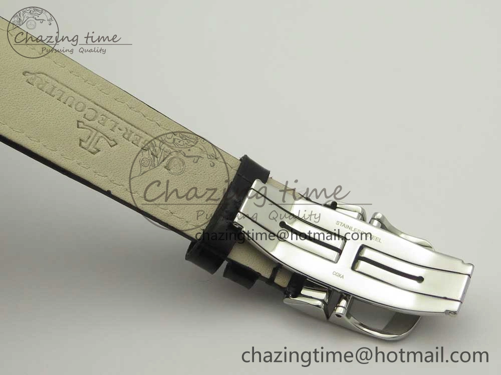 Master Ultra Thin Date 1288420 SS ZF 1:1 Best Edition Black Dial on Black Leather Strap A899 1