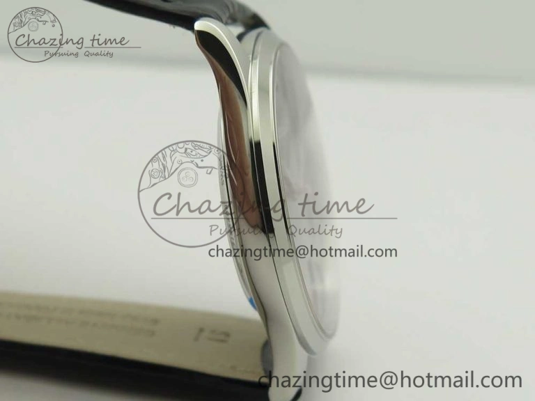 Master Ultra Thin Date 1288420 SS ZF 1:1 Best Edition Black Dial on Black Leather Strap A899 1