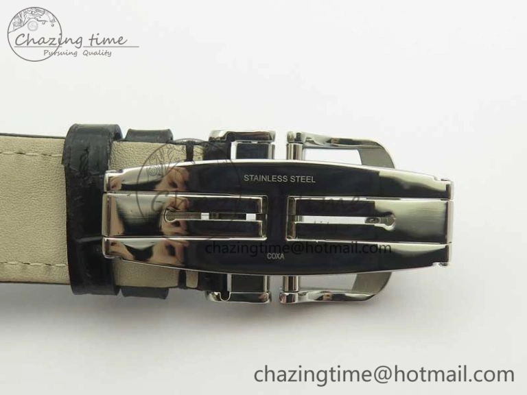 Master Ultra Thin Date 1288420 SS ZF 1:1 Best Edition Silver Dial on Black Leather Strap A899 1