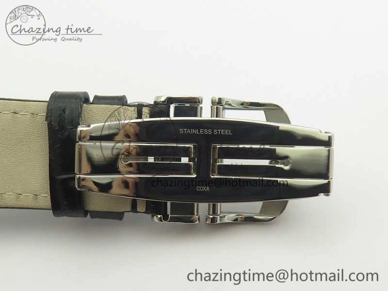 Master Ultra Thin Date 1288420 SS ZF 1:1 Best Edition Silver Dial on Black Leather Strap A899 1
