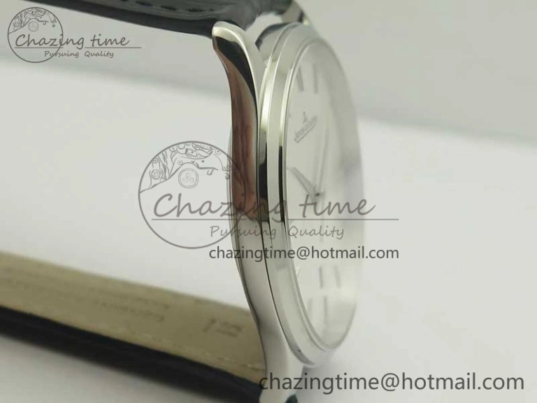 Master Ultra Thin Date 1288420 SS ZF 1:1 Best Edition Silver Dial on Black Leather Strap A899 1