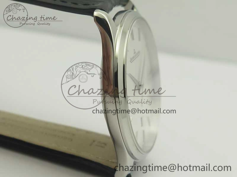 Master Ultra Thin Date 1288420 SS ZF 1:1 Best Edition Silver Dial on Black Leather Strap A899 1
