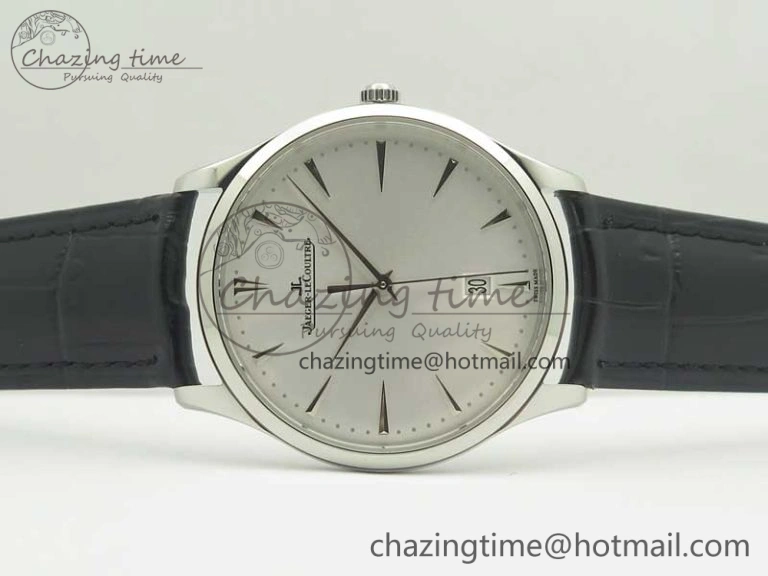 Master Ultra Thin Date 1288420 SS ZF 1:1 Best Edition Silver Dial on Black Leather Strap A899 1