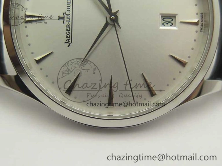 Master Ultra Thin Date 1288420 SS ZF 1:1 Best Edition Silver Dial on Black Leather Strap A899 1