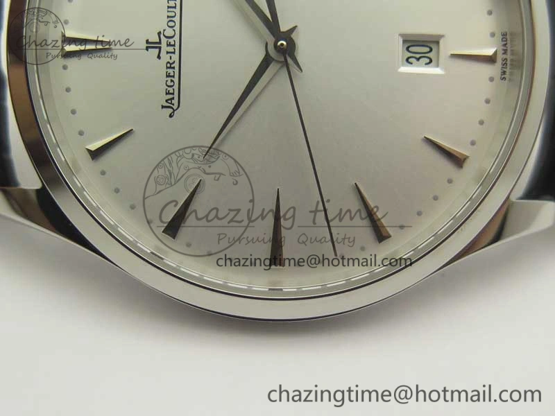 Master Ultra Thin Date 1288420 SS ZF 1:1 Best Edition Silver Dial on Black Leather Strap A899 1