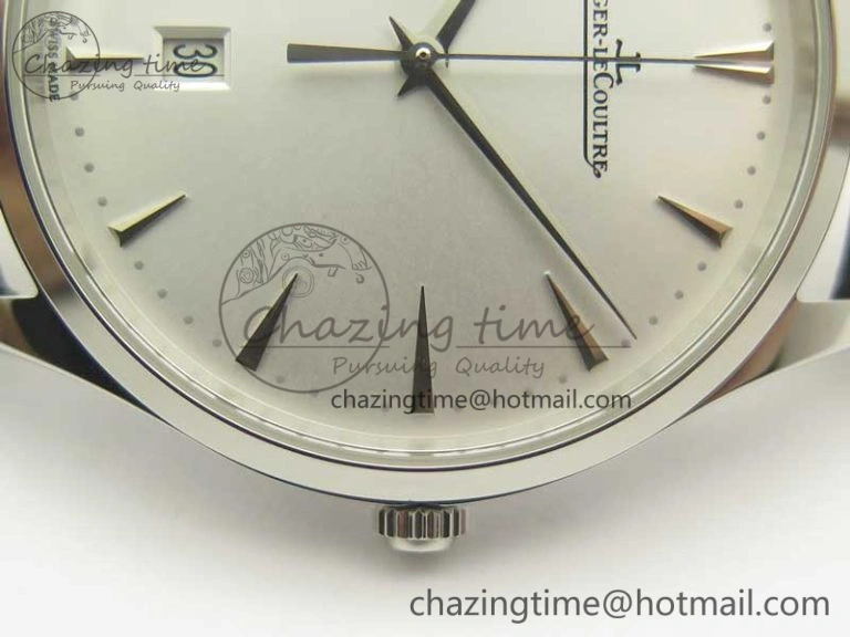 Master Ultra Thin Date 1288420 SS ZF 1:1 Best Edition Silver Dial on Black Leather Strap A899 1