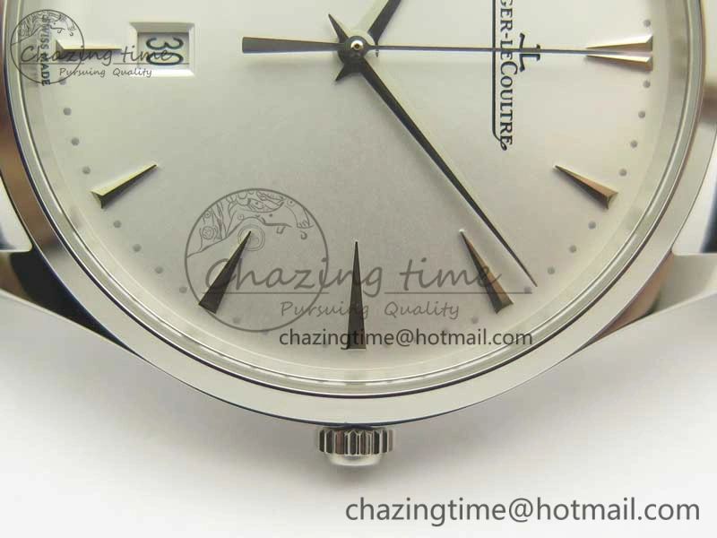 Master Ultra Thin Date 1288420 SS ZF 1:1 Best Edition Silver Dial on Black Leather Strap A899 1