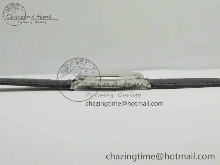 Master Ultra Thin Date 1288420 SS ZF 1:1 Best Edition Silver Dial on Black Leather Strap A899 1