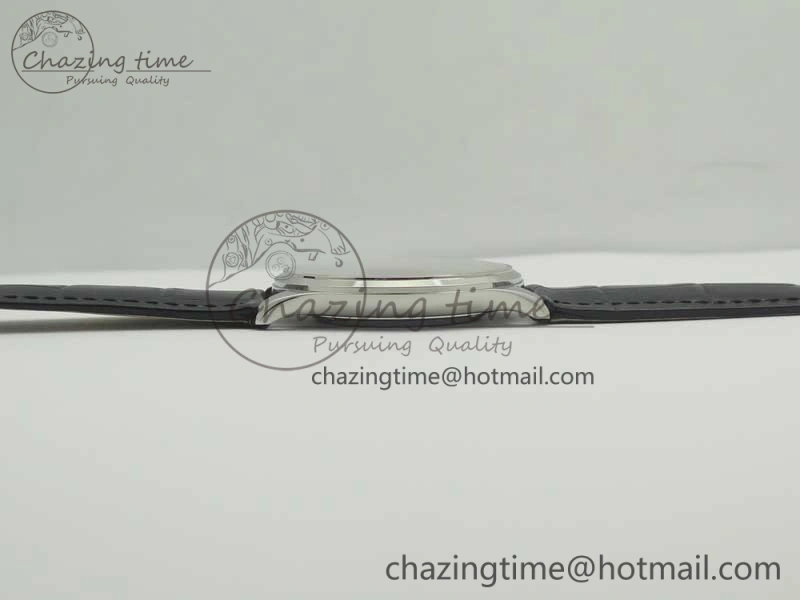 Master Ultra Thin Date 1288420 SS ZF 1:1 Best Edition Silver Dial on Black Leather Strap A899 1