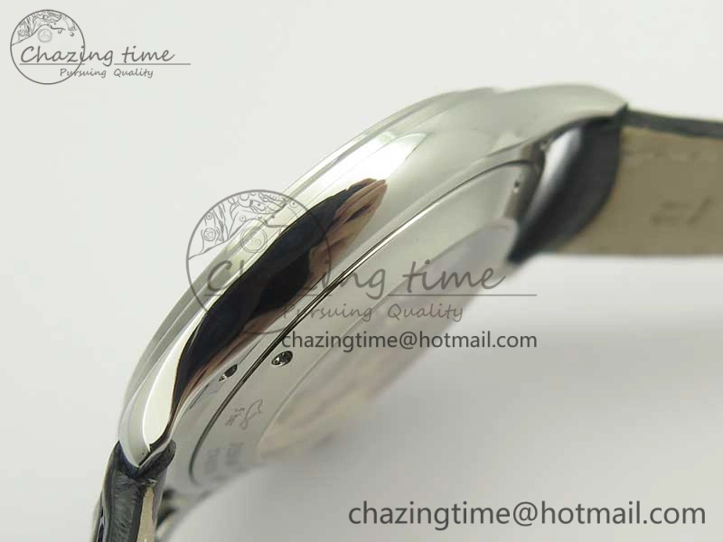 Master Ultra Thin Date 1288420 SS ZF 1:1 Best Edition Silver Dial on Black Leather Strap A899 1