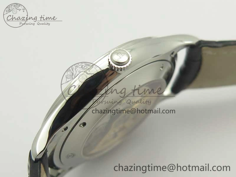 Master Ultra Thin Date 1288420 SS ZF 1:1 Best Edition Silver Dial on Black Leather Strap A899 1