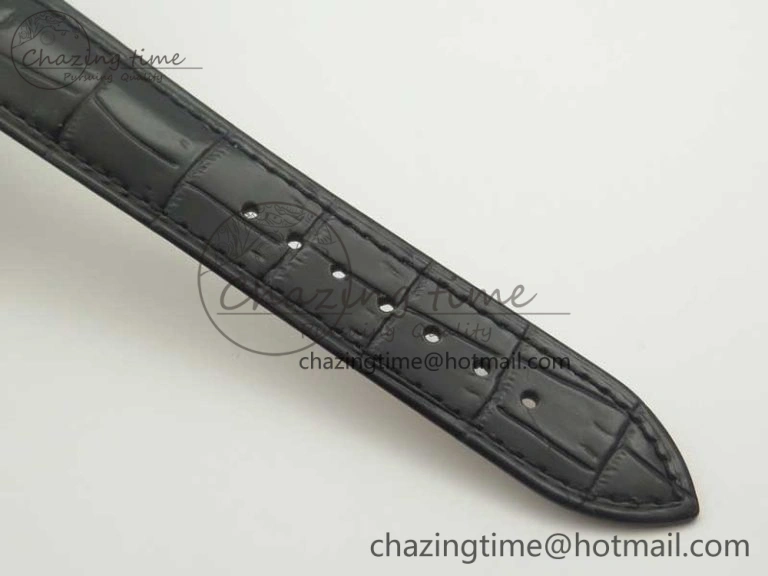 Master Ultra Thin Date 1288420 SS ZF 1:1 Best Edition Silver Dial on Black Leather Strap A899 1