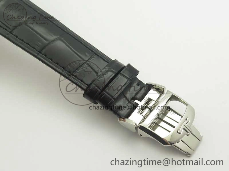 Master Ultra Thin Date 1288420 SS ZF 1:1 Best Edition Silver Dial on Black Leather Strap A899 1