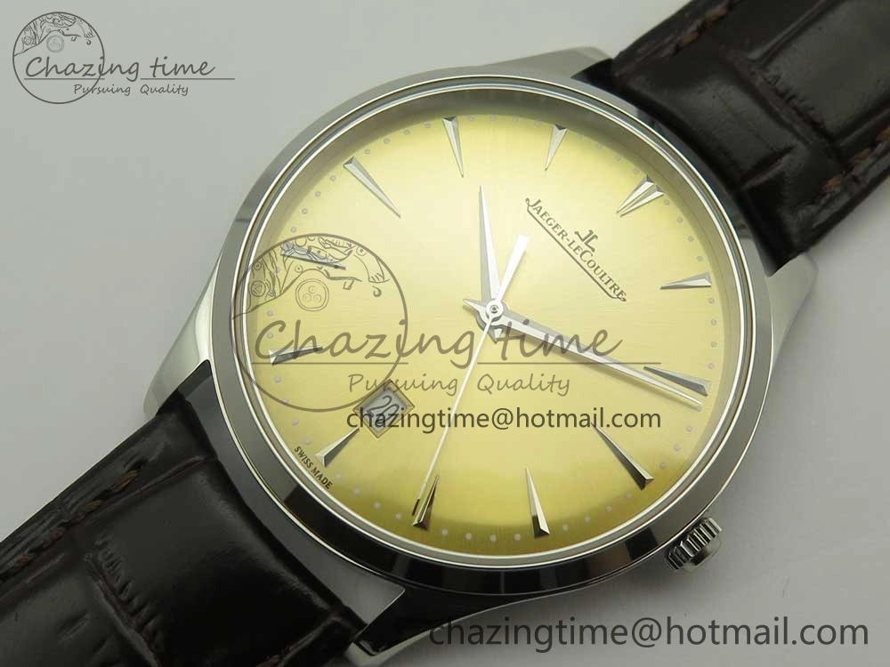 Master Ultra Thin Date 1288420 ZF 1:1 Best Edition Gold Dial on Brown Leather Strap A899 1