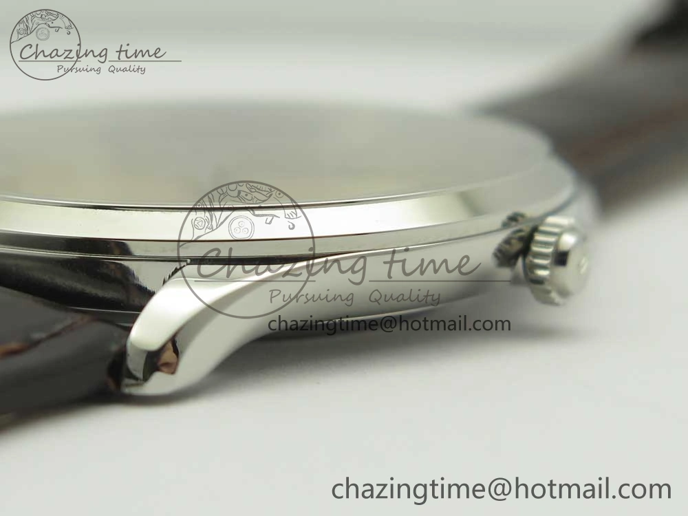 Master Ultra Thin Date 1288420 ZF 1:1 Best Edition Gold Dial on Brown Leather Strap A899 1