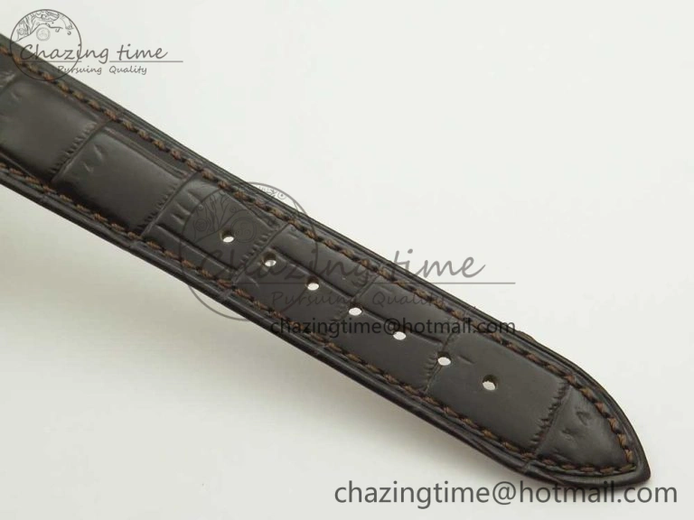 Master Ultra Thin Date 1288420 ZF 1:1 Best Edition Gold Dial on Brown Leather Strap A899 1