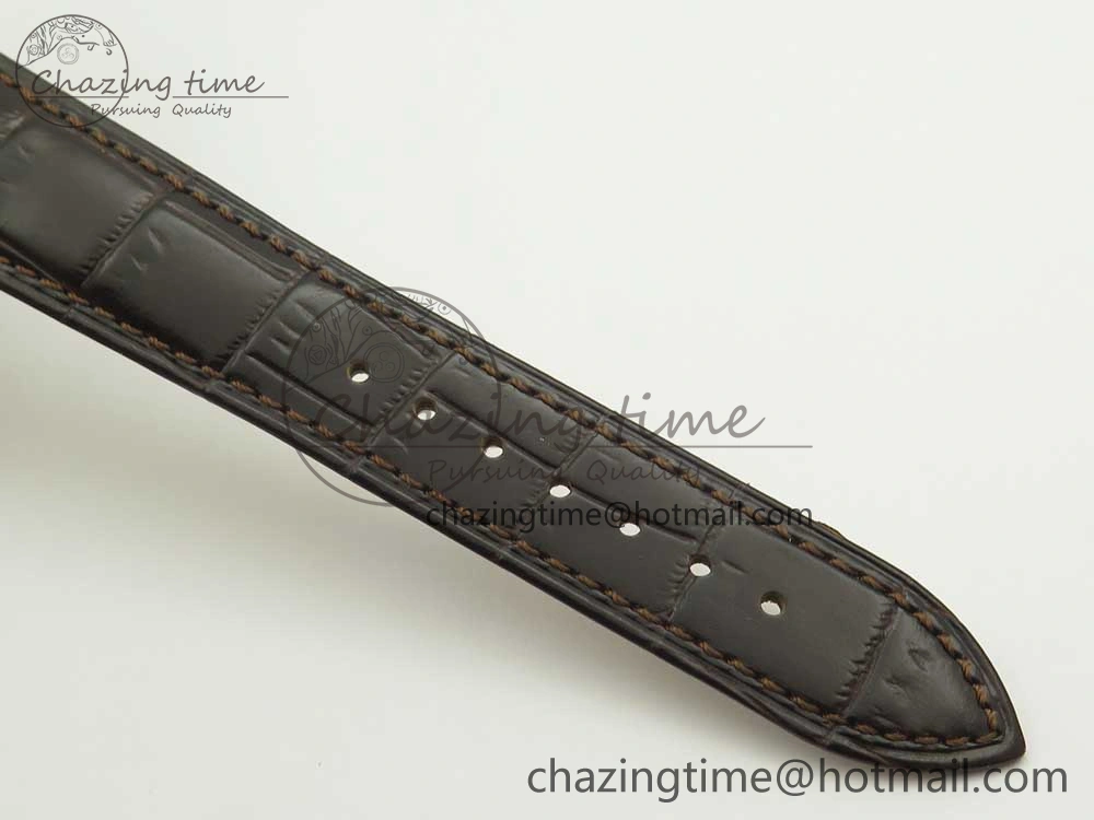 Master Ultra Thin Date 1288420 ZF 1:1 Best Edition Gold Dial on Brown Leather Strap A899 1