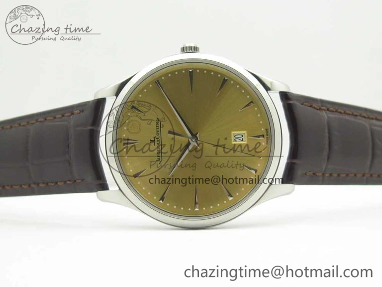 Master Ultra Thin Date 1288420 ZF 1:1 Best Edition Gold Dial on Brown Leather Strap A899 1