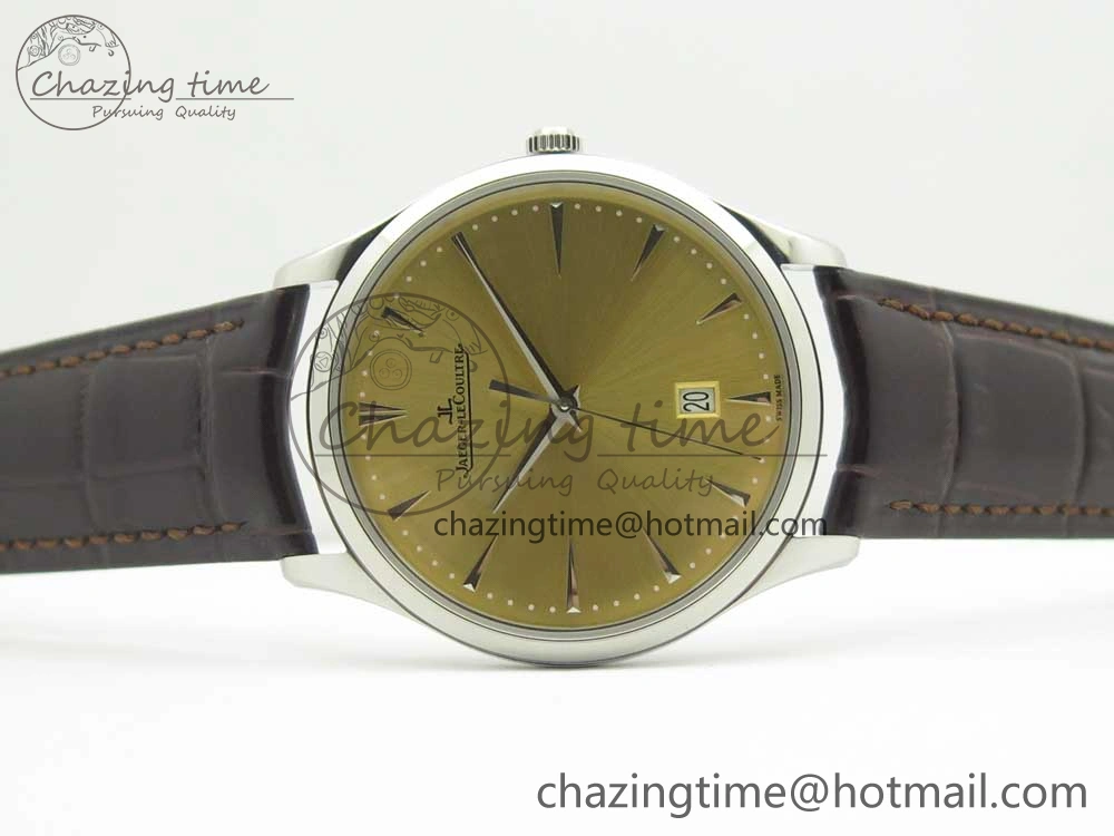 Master Ultra Thin Date 1288420 ZF 1:1 Best Edition Gold Dial on Brown Leather Strap A899 1