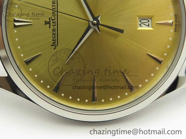 Master Ultra Thin Date 1288420 ZF 1:1 Best Edition Gold Dial on Brown Leather Strap A899 1