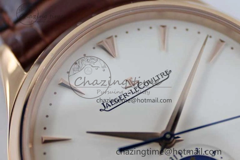 Master Ultra Thin Moon 1362520 RG Q8F 1:1 Best Edition White Dial on Brown Leather Strap A925