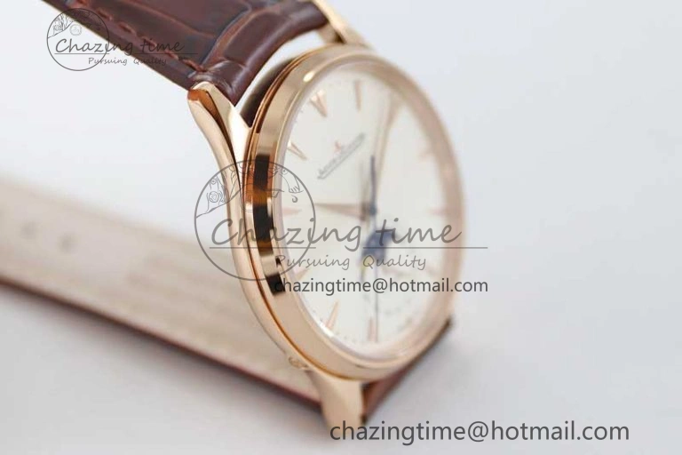 Master Ultra Thin Moon 1362520 RG Q8F 1:1 Best Edition White Dial on Brown Leather Strap A925