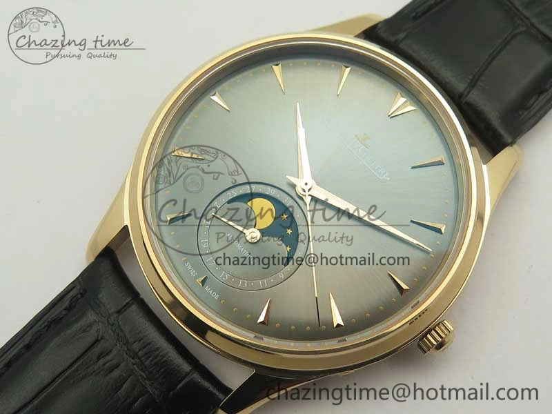 Master Ultra Thin Moon 1362520 RG ZF 1:1 Best Edition Gray Dial on Black Leather Strap A925