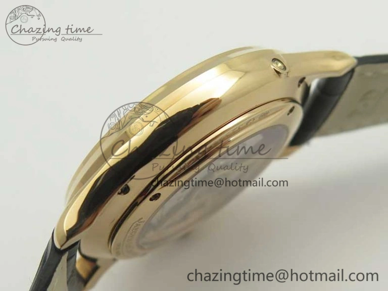 Master Ultra Thin Moon 1362520 RG ZF 1:1 Best Edition Gray Dial on Black Leather Strap A925