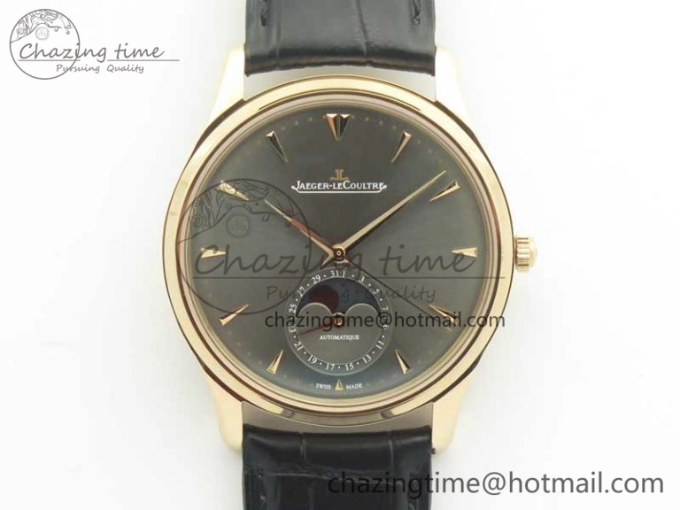 Master Ultra Thin Moon 1362520 RG ZF 1:1 Best Edition Gray Dial on Black Leather Strap A925