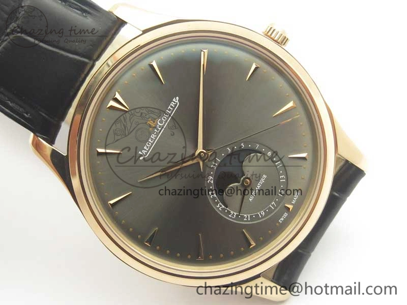 Master Ultra Thin Moon 1362520 RG ZF 1:1 Best Edition Gray Dial on Black Leather Strap A925