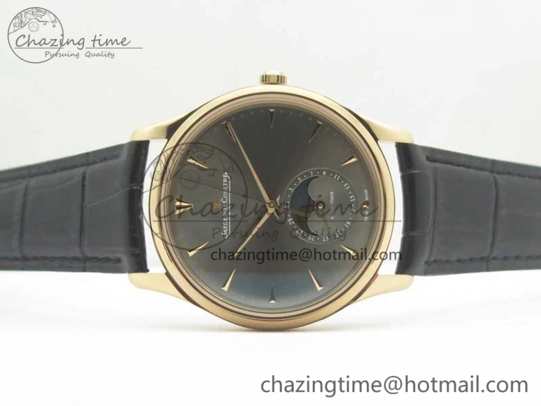 Master Ultra Thin Moon 1362520 RG ZF 1:1 Best Edition Gray Dial on Black Leather Strap A925