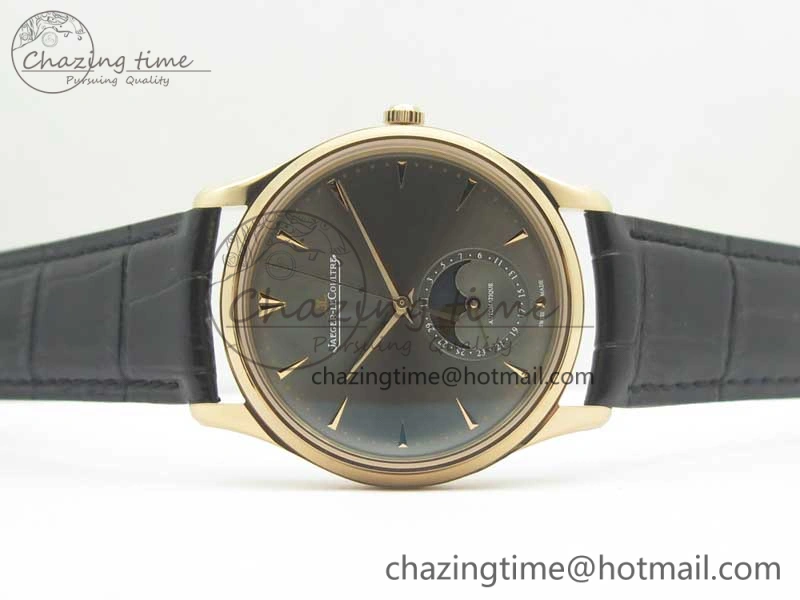 Master Ultra Thin Moon 1362520 RG ZF 1:1 Best Edition Gray Dial on Black Leather Strap A925
