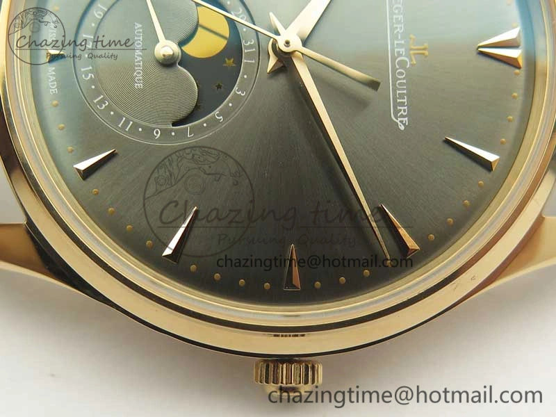 Master Ultra Thin Moon 1362520 RG ZF 1:1 Best Edition Gray Dial on Black Leather Strap A925