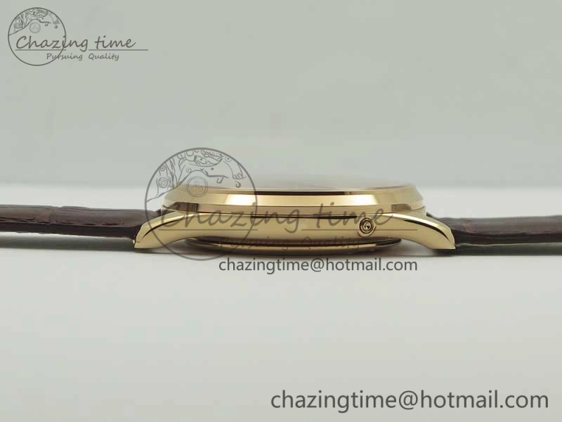 Master Ultra Thin Moon 1362520 RG ZF 1:1 Best Edition White Dial on Brown Leather Strap A925