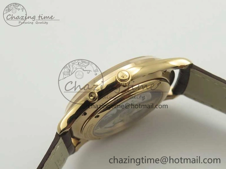 Master Ultra Thin Moon 1362520 RG ZF 1:1 Best Edition White Dial on Brown Leather Strap A925