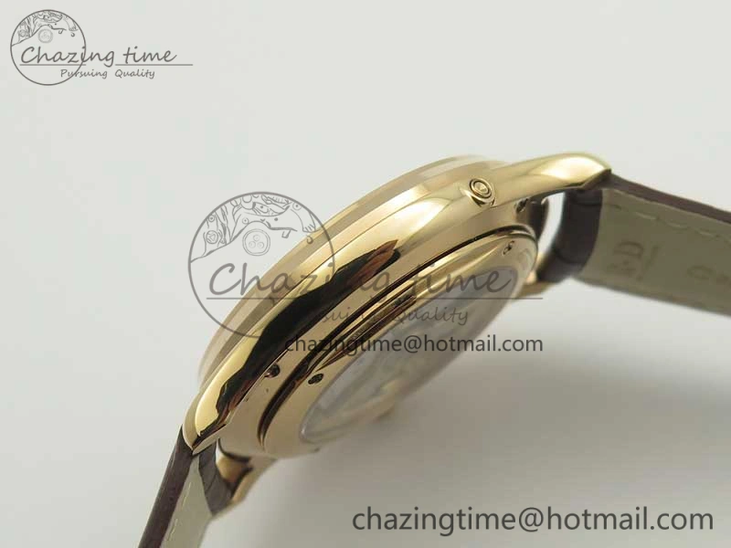 Master Ultra Thin Moon 1362520 RG ZF 1:1 Best Edition White Dial on Brown Leather Strap A925